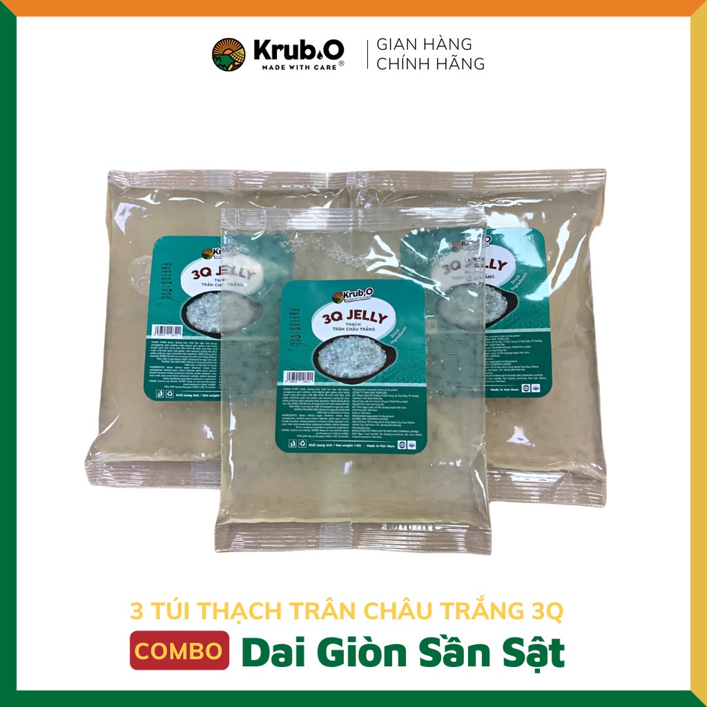 Trân châu trắng túi trân châu 3Q nguyên liệu làm trà sữa KRUBO thơm ngon siêu sạch dai dẻo đậm vị 1kg