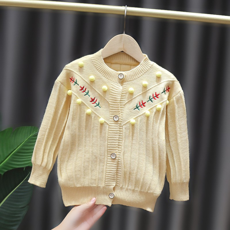 Áo Khoác Cardigan Dệt Kim & Áo Khoác Thêu Hoa Nhỏ Dễ Thương Thời Trang Mùa Thu Cho Bé Gái | BigBuy360 - bigbuy360.vn