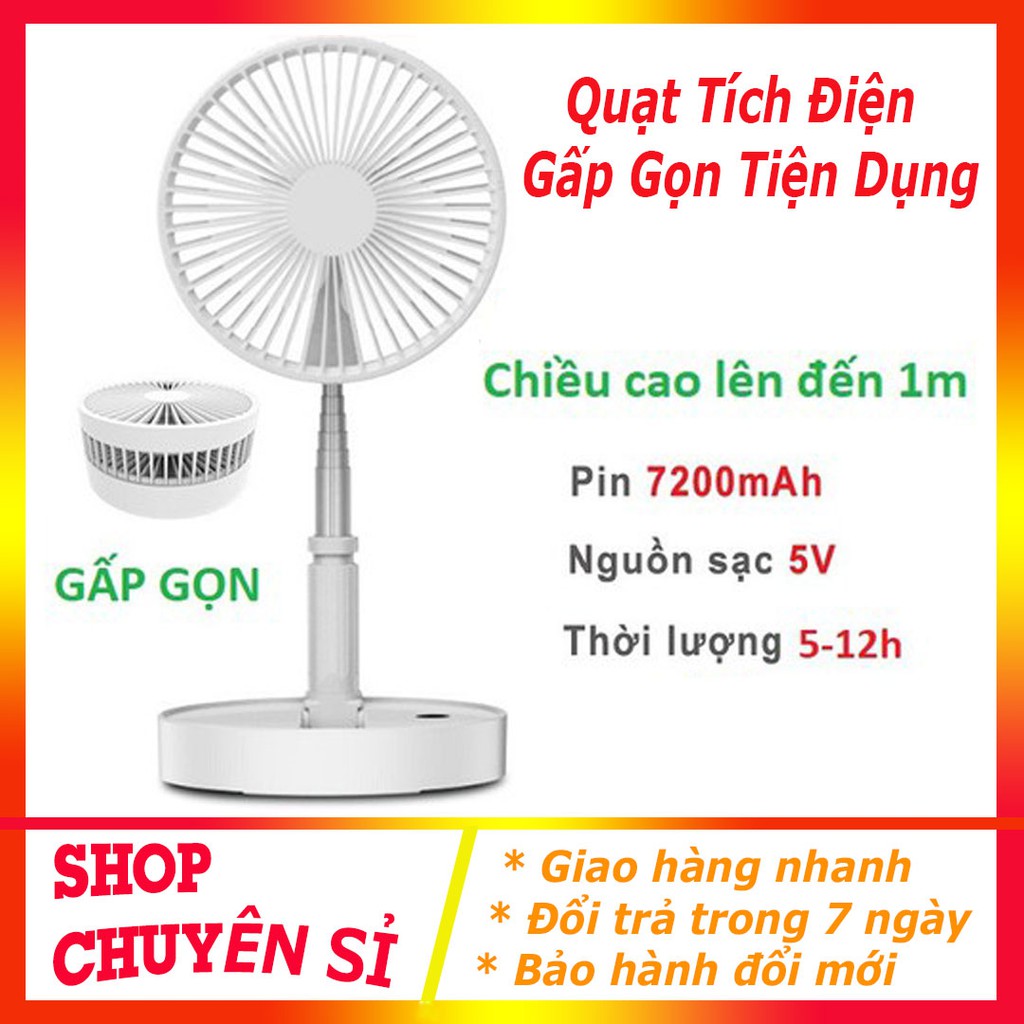 Quạt mini tích điện để bàn gấp gọn tiện dụng 3 cấp độ thời gian sử dụng tới 6 tiếng