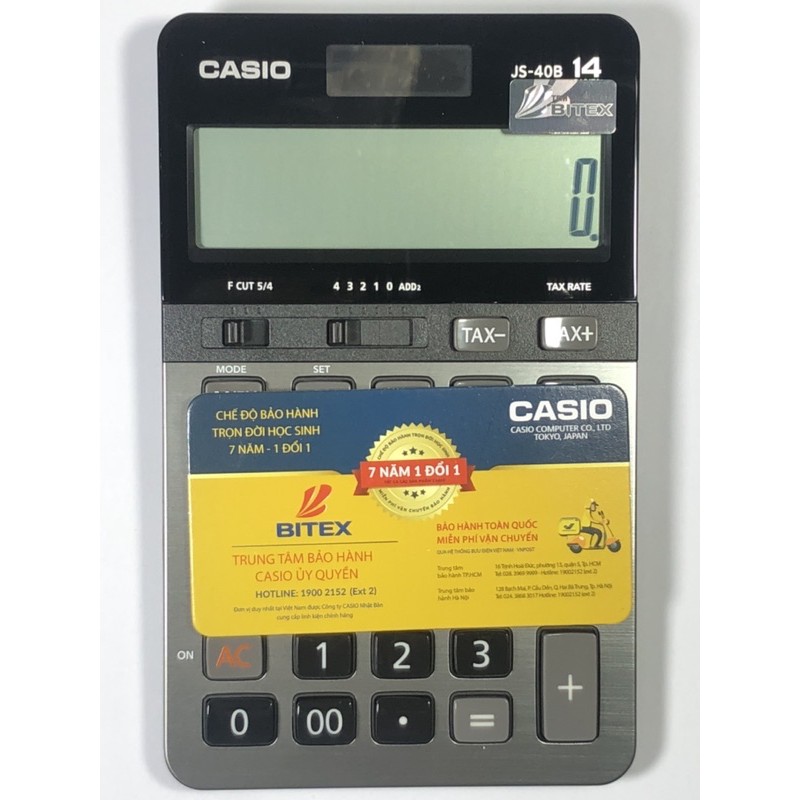 Máy tính Casio  siêu bền JS - 40B, màn hình lớn 14 số chính hãng