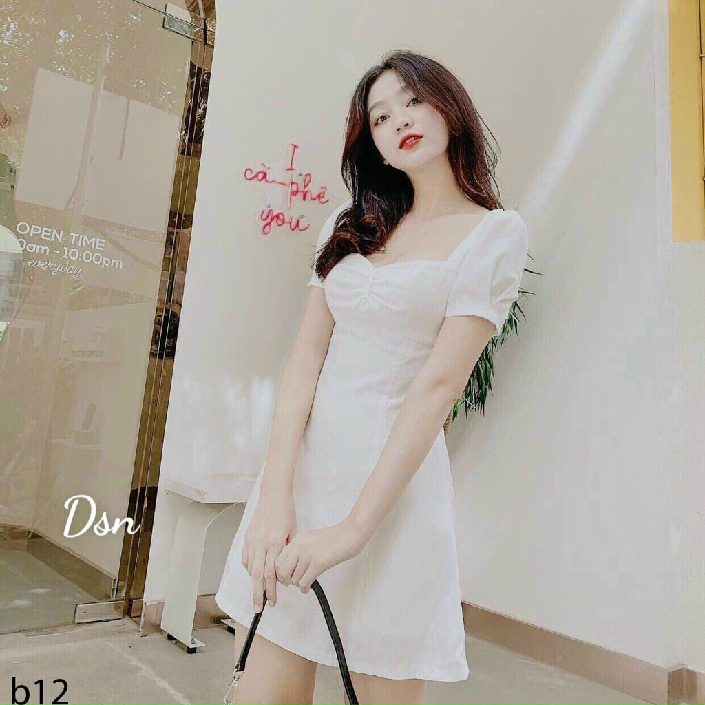 Đầm Tiểu Thư Nhún Ngực Tay Ngắn Siêu Xinh Rose Fashion