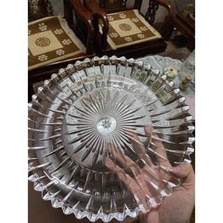 Khay tròn thuỷ tinh ánh vàng size 30 cm