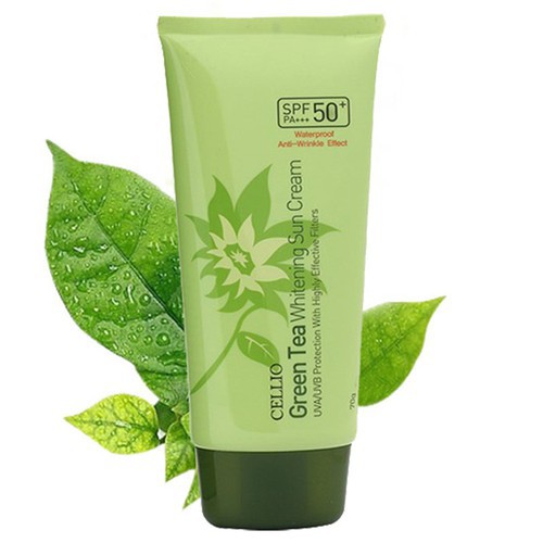 Kem chống nắng trà xanh Cellio FREESHIPGreen Tea Whitening Sun Cream SPF 50+ Chính hãng Hàn Quốc Bảo Vệ Tuyệt Đối Làn