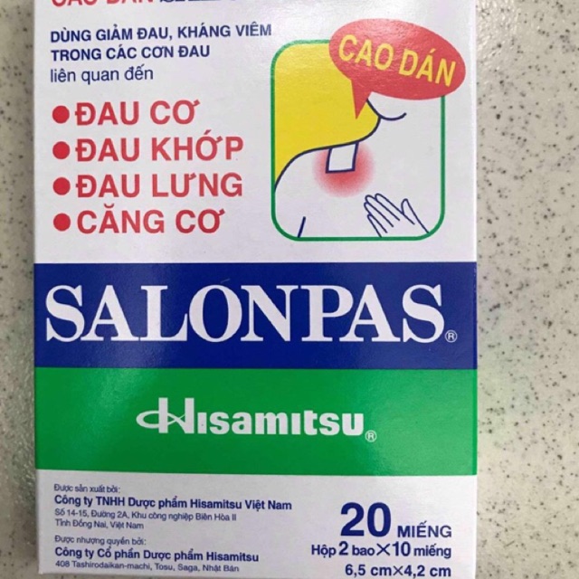 Gói  Salonpas 10 miếng - Hộp 20 miếng