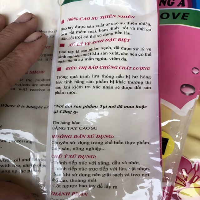 Gang Tay Cao Su Cầu Vồng Dài 42cm Túi 10 Đôi