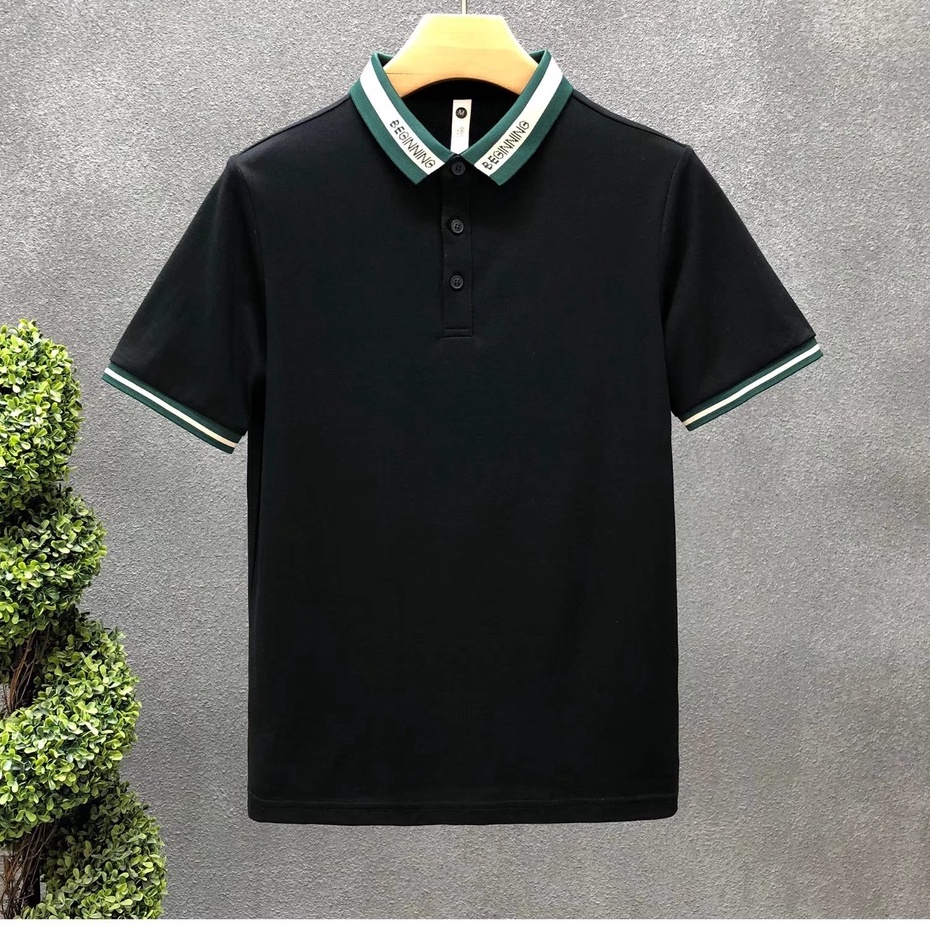 Áo Thun Nam Tay Ngắn Kẻ Sọc Màu Sắc Đơn Giản sơ mi nam thời trang phù hợp phong cách kinh doanh fashion áo thun nam có cổ Hàn Quốc áo polo nam simple áo phông nam form rộng