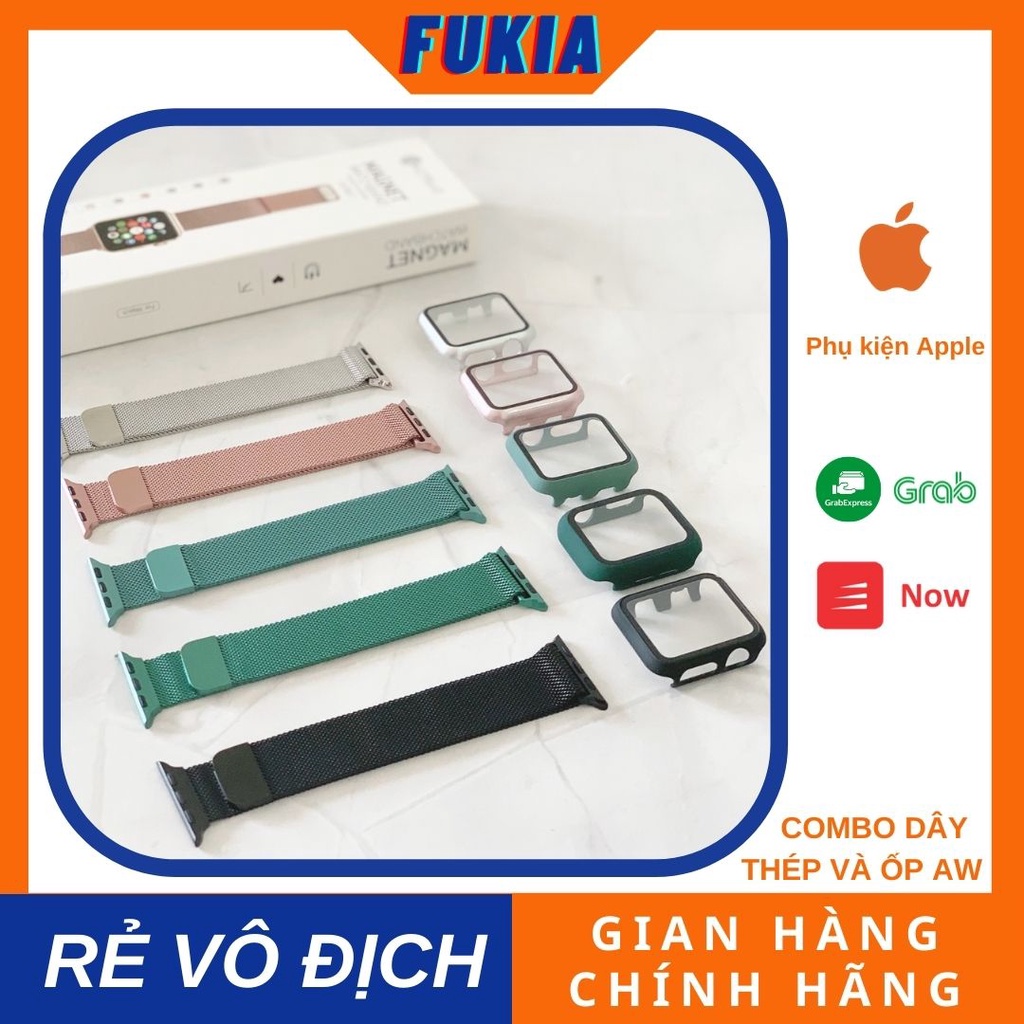 COMBO dây thép Coteetci và ốp liền kính cho Apple Watch đồng Hồ Thông Minh iWatch series 1/2/3/4/5/SE size 38/40/42/44