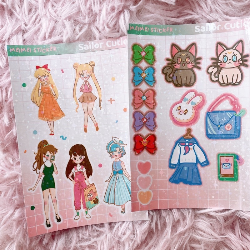 Meimei Sticker - Set sticker Sailor Cutie trang trí sổ bullet journal laptop điện thoại