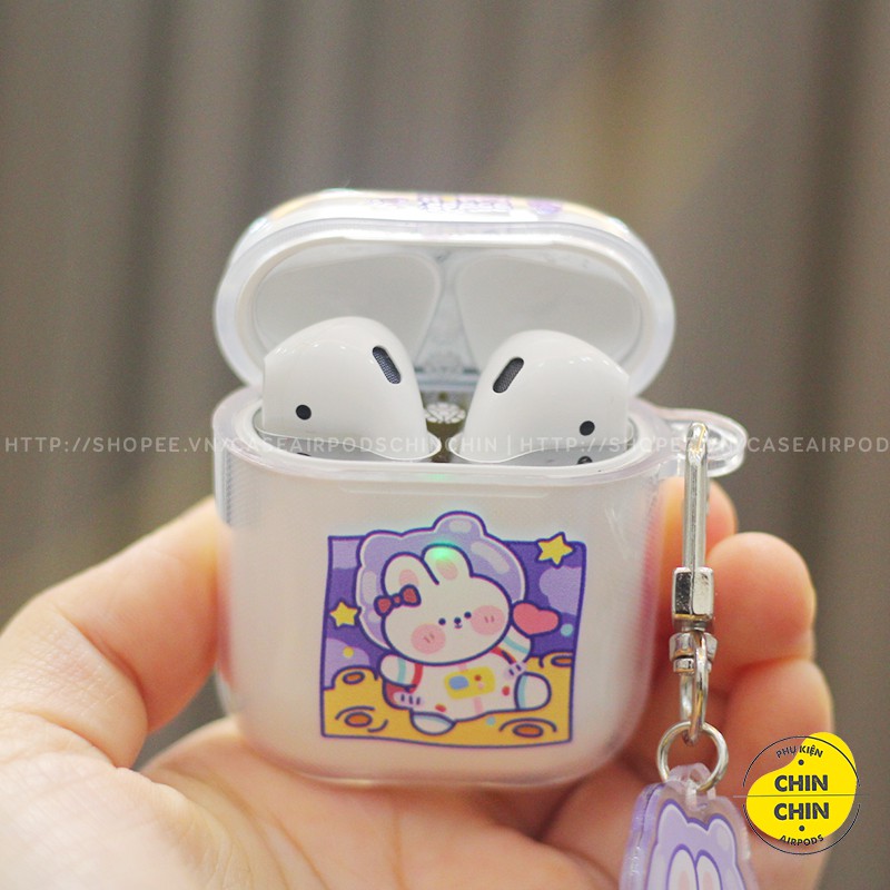 Case Airpod 1/2/Pro Nhựa Dẻo Trong Suốt Hình Happy Space Gấu Thỏ Vỏ Bọc Airpods Hoạt Hình Dễ Thương - Chinchin Case