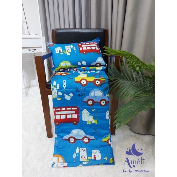 Sét chăn hè kèm gối đầu Cotton Hàn Quốc 100% cho bé