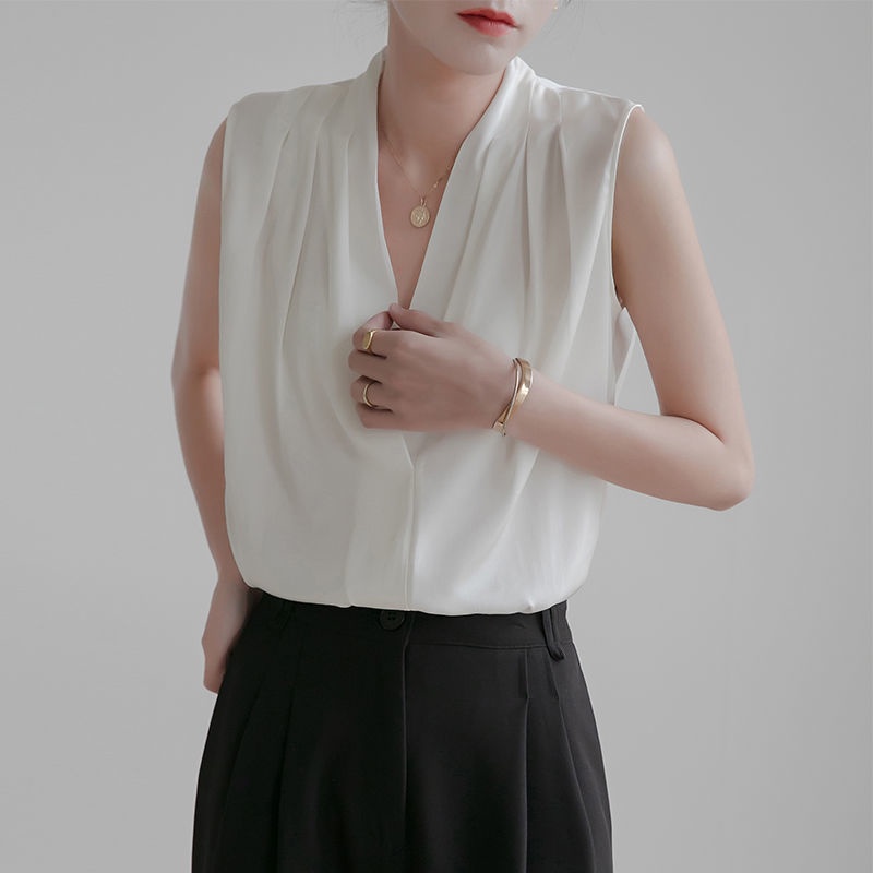 Áo Sơ Mi Chiffon Dáng Rộng Không Tay Thời Trang Mùa Hè Hàng Mới Dành Cho Bạn Nữ