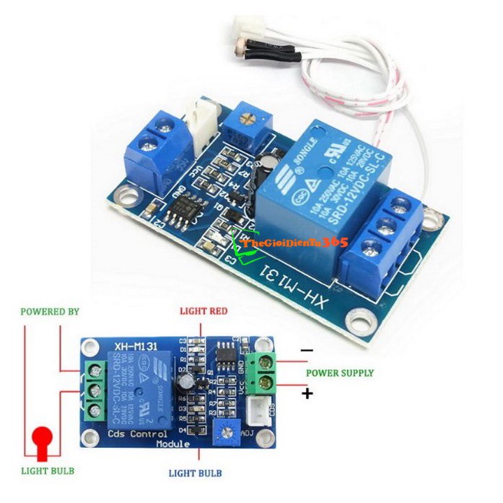 Mạch Cảm Biến Ánh Sáng 1 Relay 5V, 12V  XH-M131