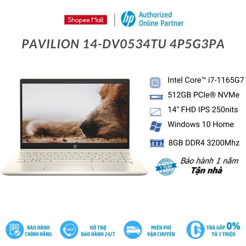 [Mã ELHP12 giảm đến 2.5TR]Laptop HP Pavilion 14dv0534TU 4P5G3PA (Core i71165G7)