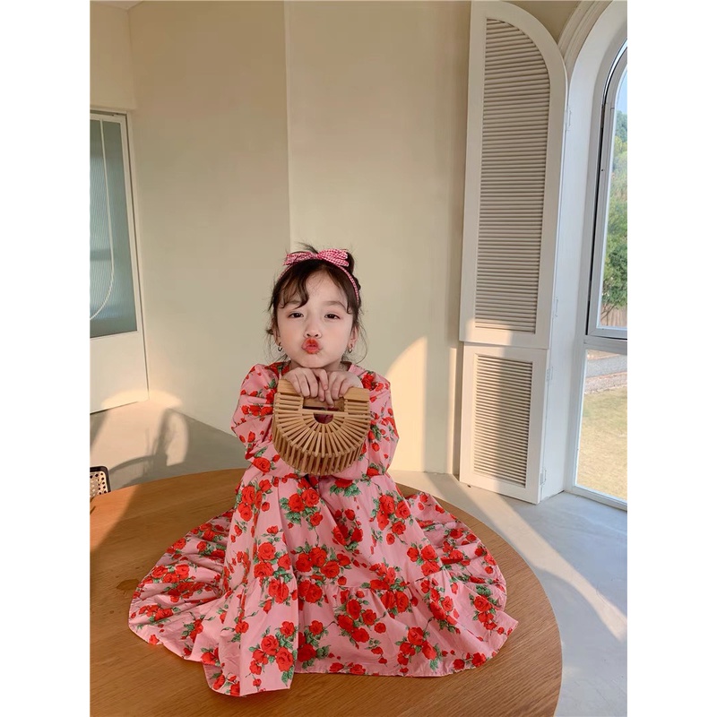 Váy dài tay thu đông họa cực xinh cho bé gái size nhỡ size đại T02