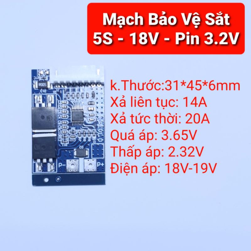 achun.vn - MẠCH BẢO VỆ PIN SẮT/LI-ON  5S - 18V  XẢ 20A - HỆ PIN 3.2V/3.7V