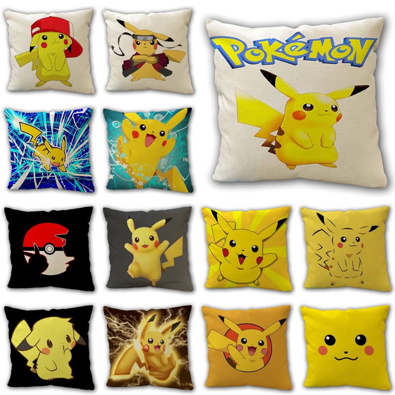 Vỏ Bọc Gối Sofa Một Mặt Bằng Vải Lanh In Hình Pikachu Pokemon Nhật Bản Trang Trí Nhà Cửa/Phòng Khách