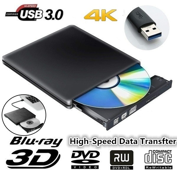 Đầu Đọc Đĩa DVD 4K 3D Blu Ray Di Động BD/CD/DVD Cho Mac,Win 10,8,7,XP,Vista,Laptop,PC