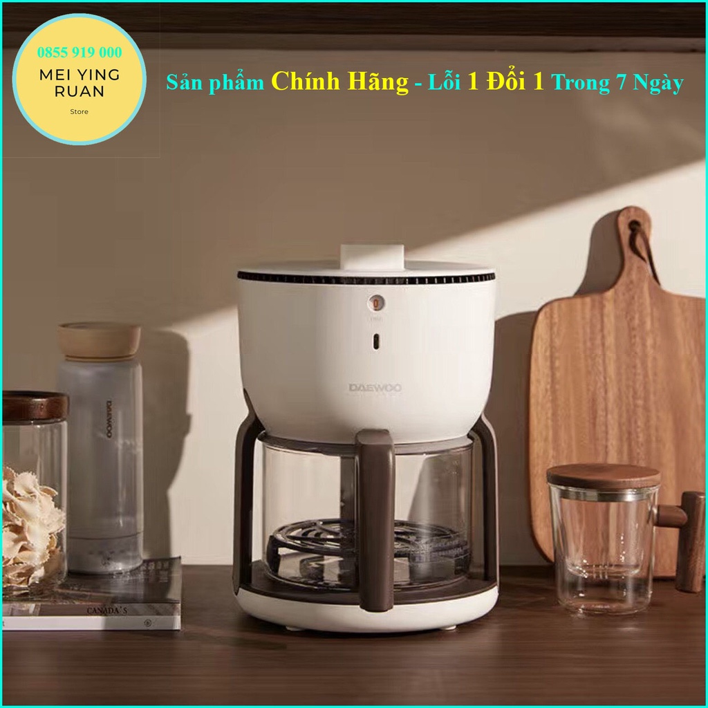 Nồi chiên không khí mini khay nướng thủy tinh DAEWOO màu vàng/trắng bảo hành 12 tháng