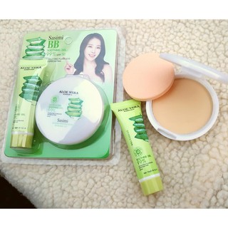 Bộ Trang Điểm Kem Nền + Phấn Phủ Sasimi BB Soothing Gel Aloe Vera Thái Lan No.S-1615