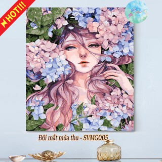 Tranh sơn dầu số hóa có khung tự tô màu theo số ĐÔI MẮT MÙA THU SVMG005 ( Tranh anime manga nàng thơ Margaret Morales )