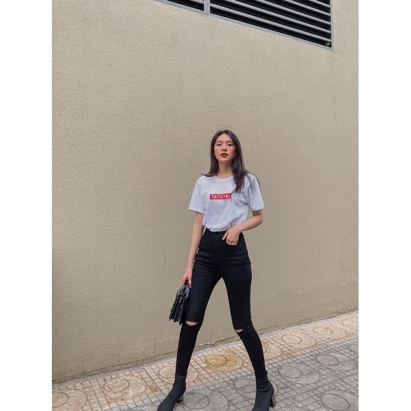 Jeans Trơn Rách Gối Siêu Co Dãn, Form Dáng Cá tính