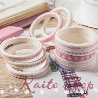 Bộ 10 Cuộn Washi Tape Mini In Họa Tiết - Băng Keo Dính Trang Trí Trang Trí Sổ Tay Decor Sáng Tạo