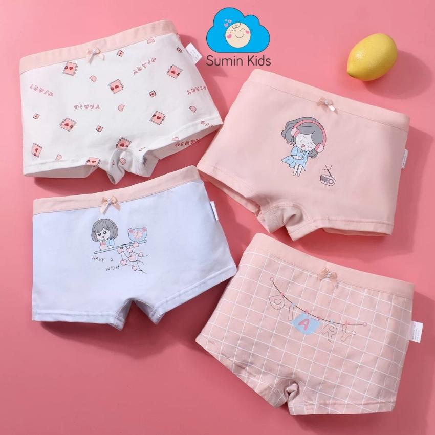 Quần chip bé gái mẫu quần chip đùi cho bé gái họa tiết dễ thương vải cotton 1 sét gồm 4 cái Sumin Kids(mẫu ngẫu nhiên ạ)