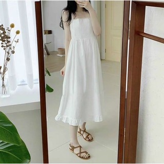 ĐẦM MAXI TRẮNG 2S XẾP LI NGỰC MAXI1942