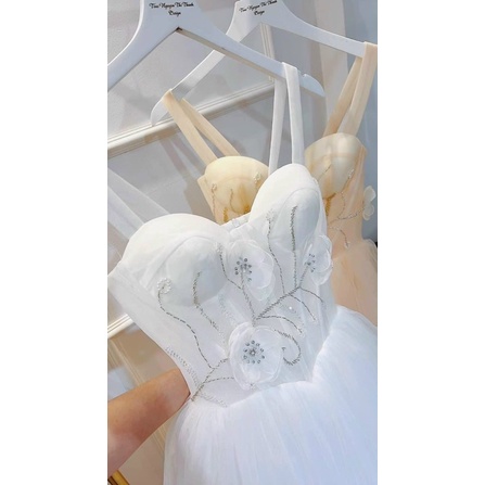 Đầm xoè công chúa 2 dây siêu xinh kết hoa nổi TRIPBLE T DRESS - size M/L - MS395V