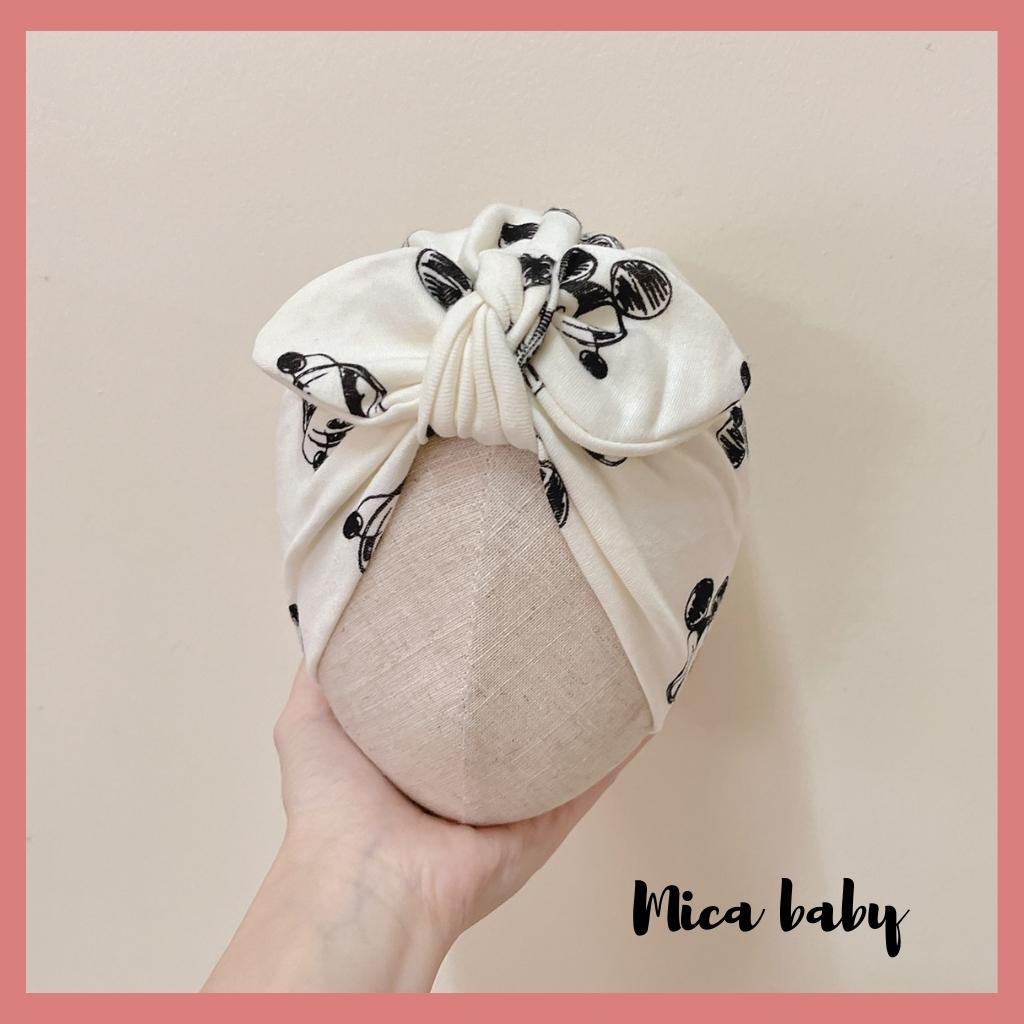 Mũ nón turban cho bé gái họa tiết chuột mickey 5-10kg Mica baby MTB32