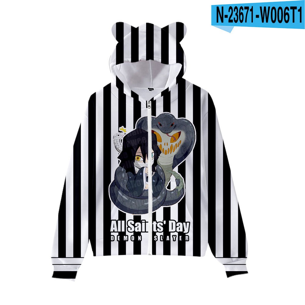 Áo Khoác Hoodie Có Khóa Kéo In Hình Tai Mèo Thời Trang Halloween Cho Bé