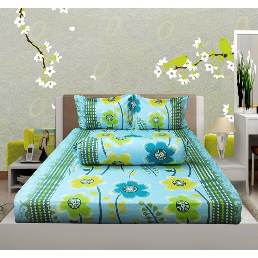 Bộ Drap Gối Cotton HOMETEX 180x200x25cm