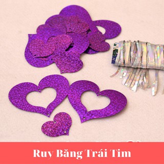 Ruy băng miếng kèm hình tim/sao buộc đuôi bóng trang trí sinh nhật