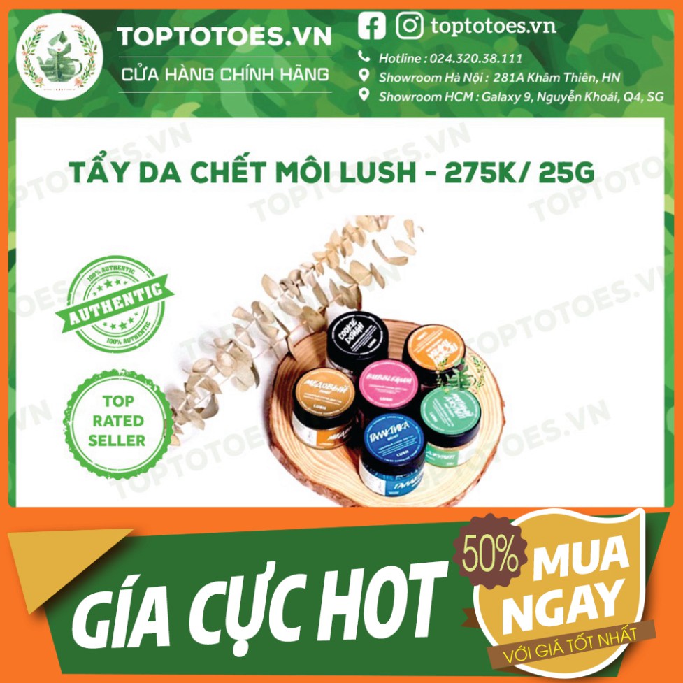 SALE LỚN Tẩy da chết môi Lush lành tính, làm hồng mịn môi SALE LỚN