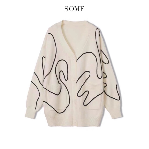 Cardigan Hoạ Tiết (Be/Đen)