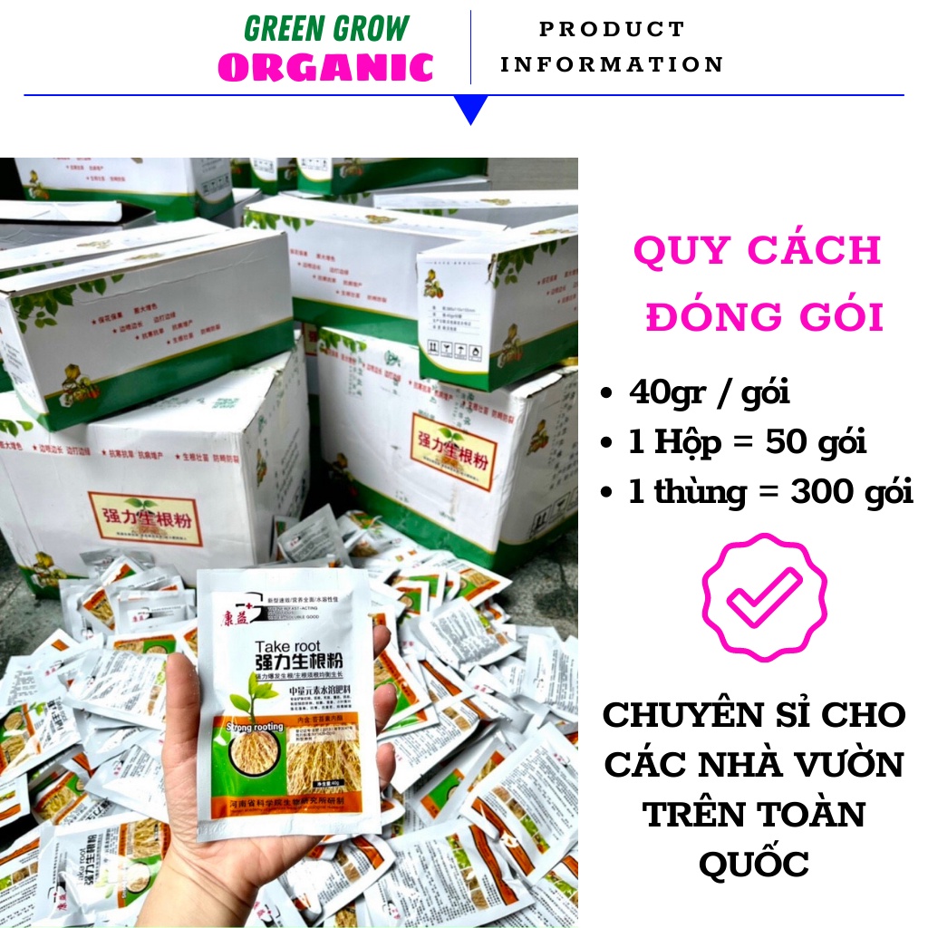 [Set 10 gói] Siêu kích rễ Take Root Trung Quốc Green Grow Organic, thuốc kích rễ cực mạnh phục hồi cây suy yếu