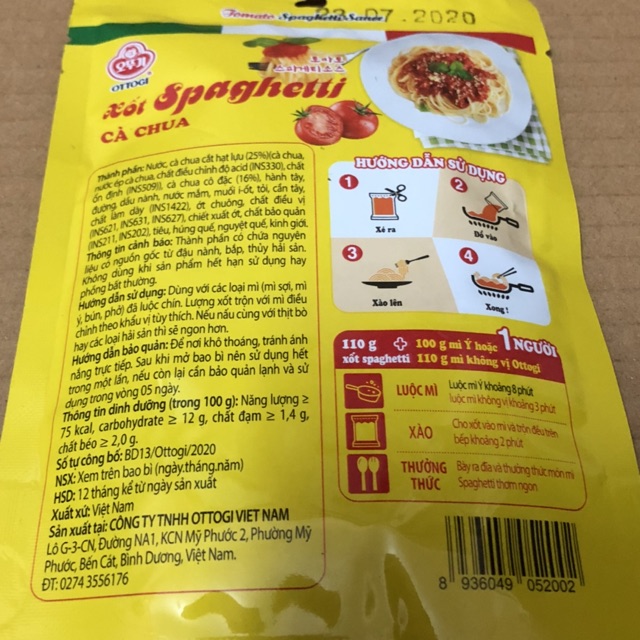 [110 g] Túi Xốt Spaghetti Cà Chua Cô Đặc Hoàn Hảo Ottogi