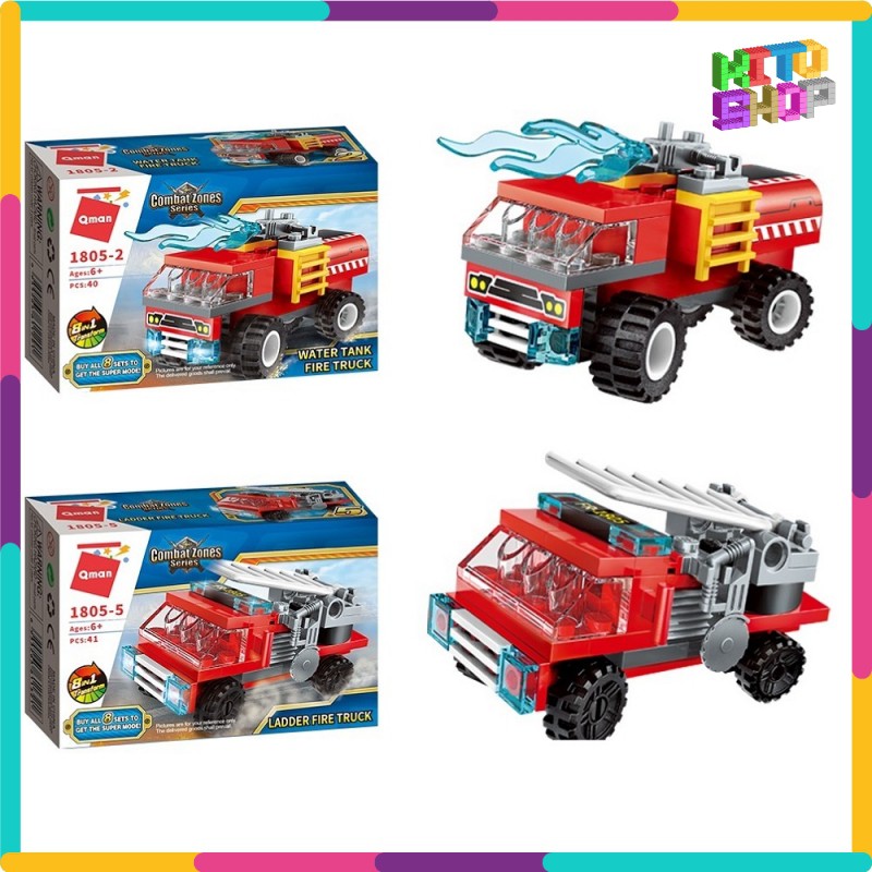 Đồ Chơi Xếp Hình Thông Minh Lego Qman 1805 - Biệt Đội Xe Ô Tô Cứu Hỏa 313 Mảnh Ghép Cho Trẻ Từ 6 Tuổi