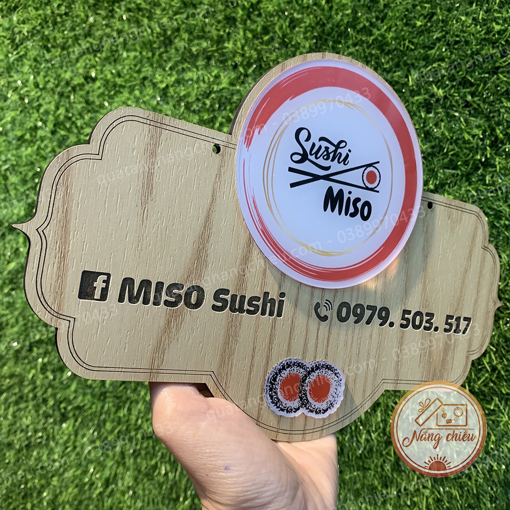 Bảng gỗ cho quán Sushi, decor quán ăn, tiệm ăn vặt , trà sữa, treo trước cửa shop bán hàng quần áo, thời trang...