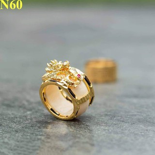 Nhẫn Rồng Bạc Xi Mạ Vàng Chạm Rồng Tính Xảo Cao Cấp