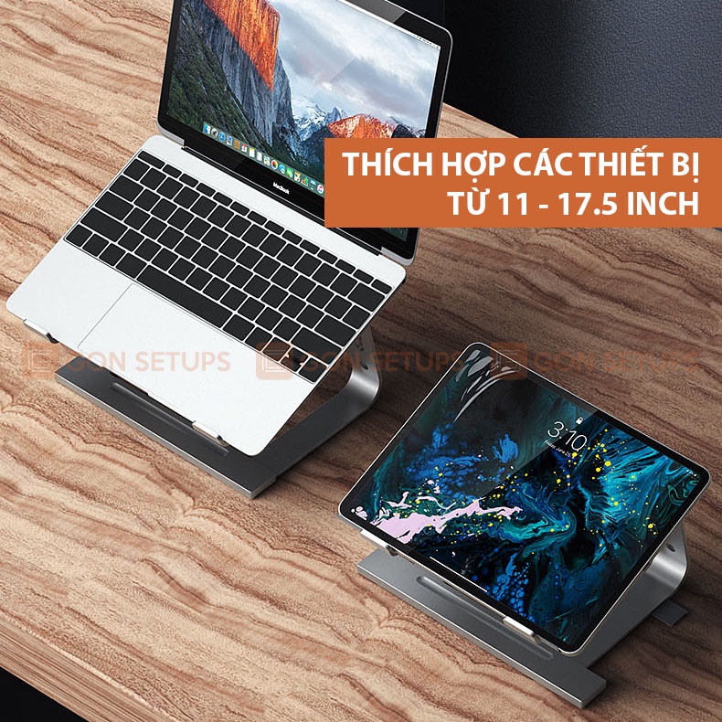 Giá đỡ laptop, Giá kê MacBook hợp kim nhôm khung cố định giúp tản nhiệt tốt, chống mỏi cổ