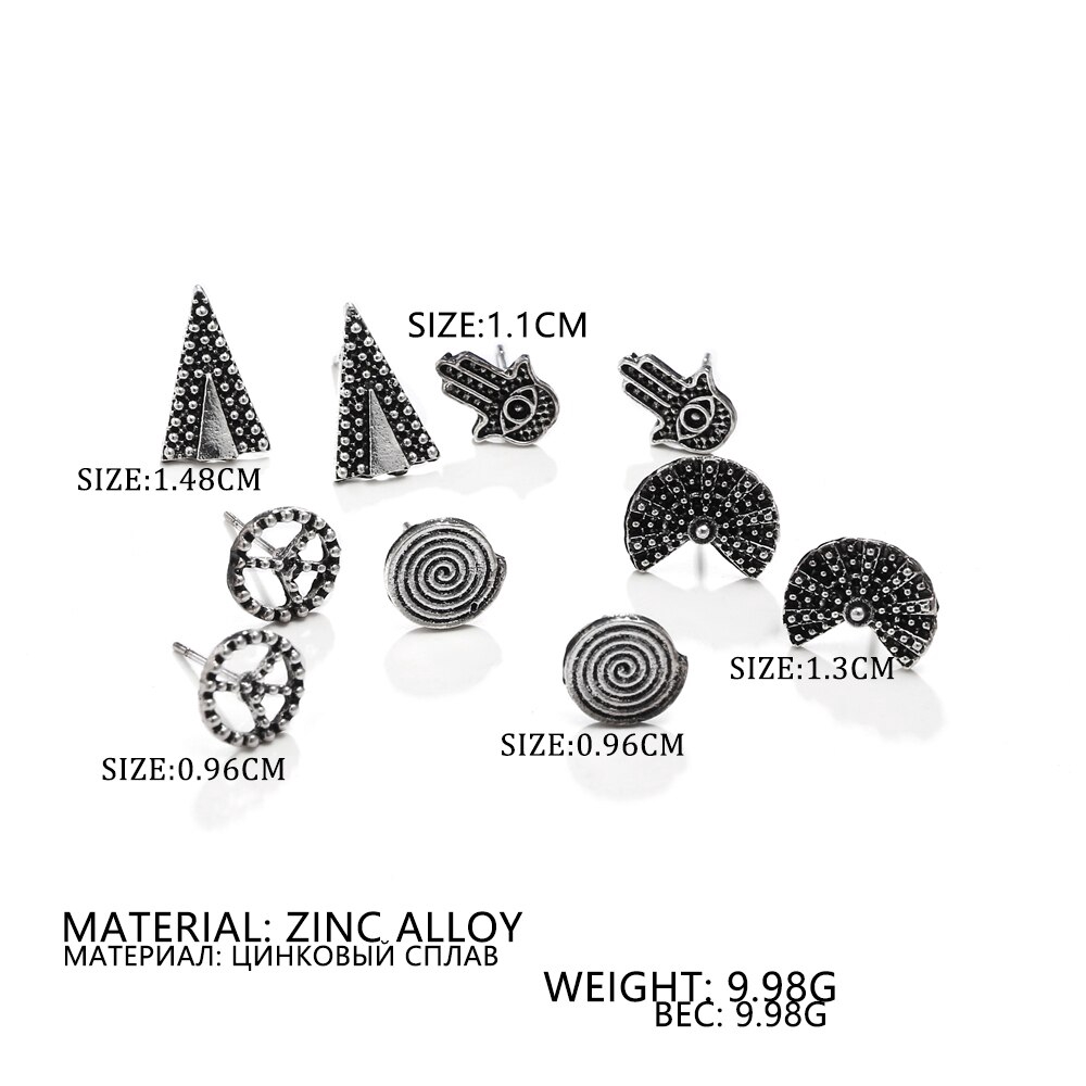 Bộ 5 Đôi Khuyên Tai Phong Cách Vintage Xinh Xắn Cho Nữ