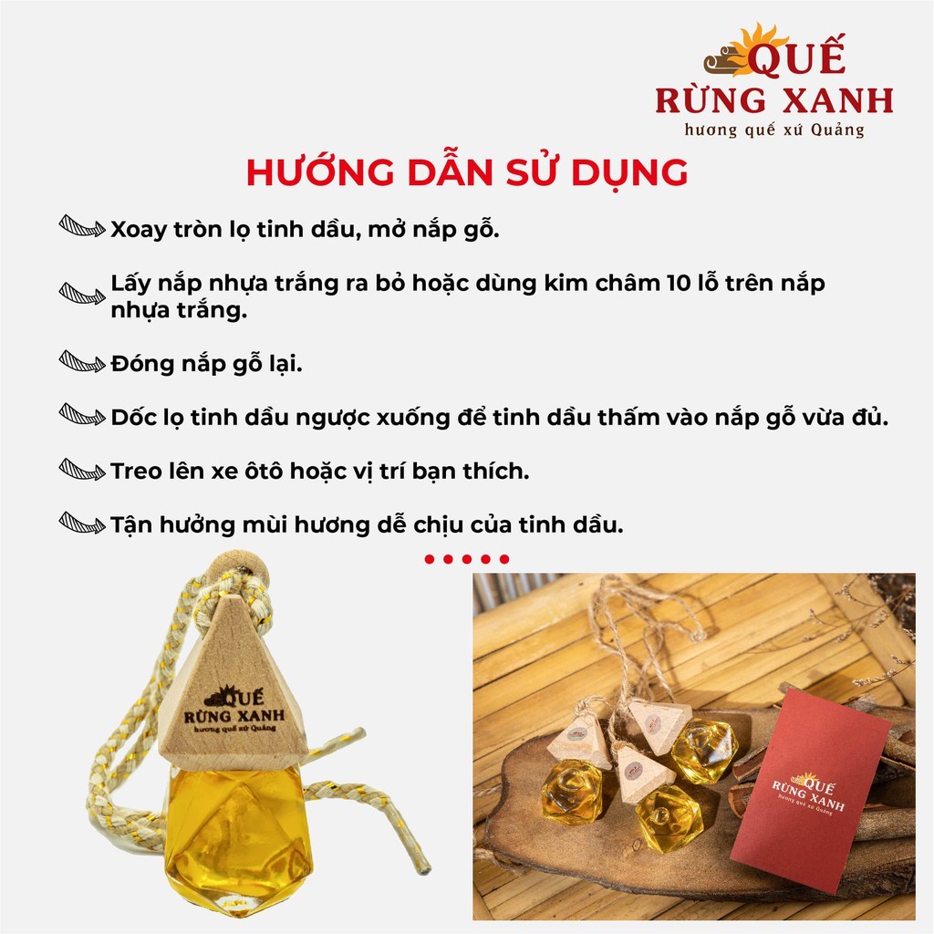 Tinh dầu lá quế Quế Rừng Xanh lọ 10ml có dây treo nguyên chất 100%