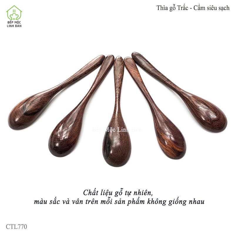 Muỗng Cà Phê Gỗ Trắc, Cẩm Tự Nhiên HAHANCO  Size Mini 13cm