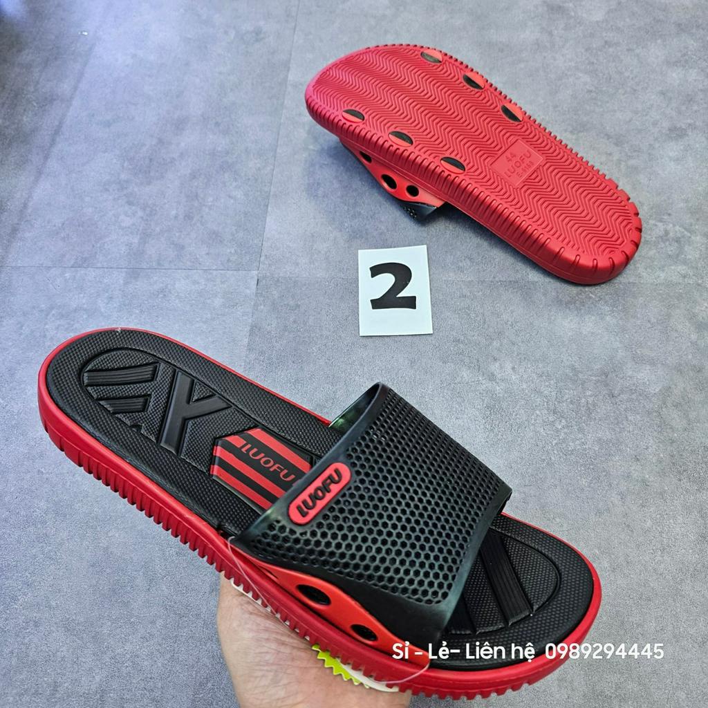 Dép lê nam siêu nhẹ cao cấp Luofu vân dằn di xám và xanh rêu đế eva, dép nam luofu