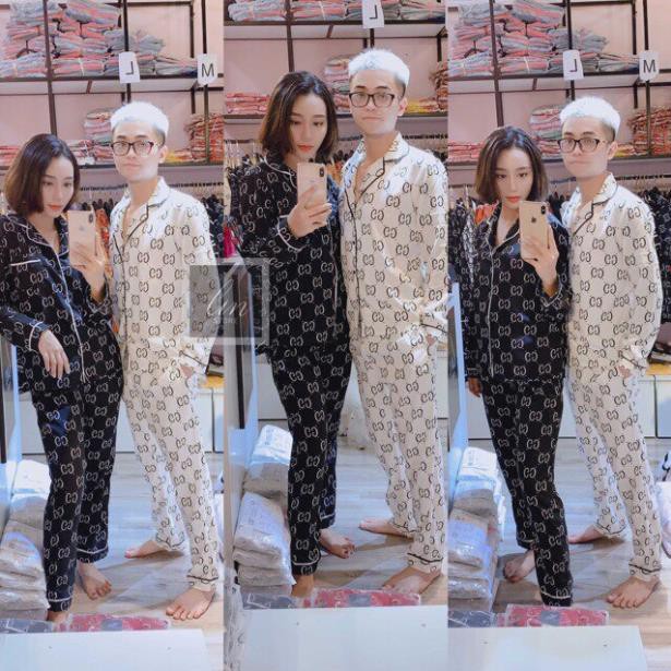 Bộ Đồ Pijama Lụa Họa Tiết NY Phù Hợp Cả Nam Và Nữ/,/,/ ༷