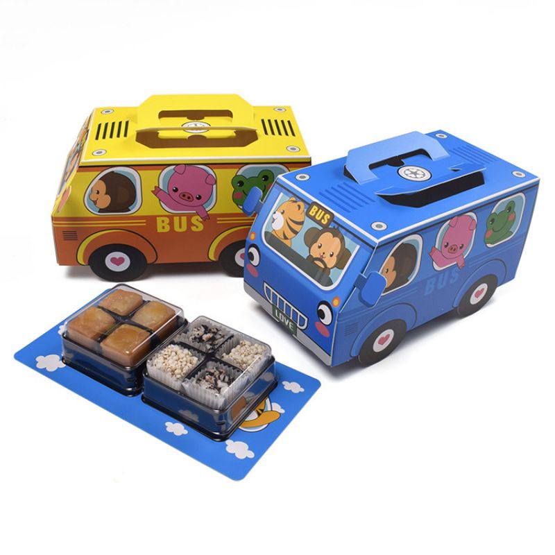 School Bus Shape Cookie Packaging Box Cupcakes Jars Packaging