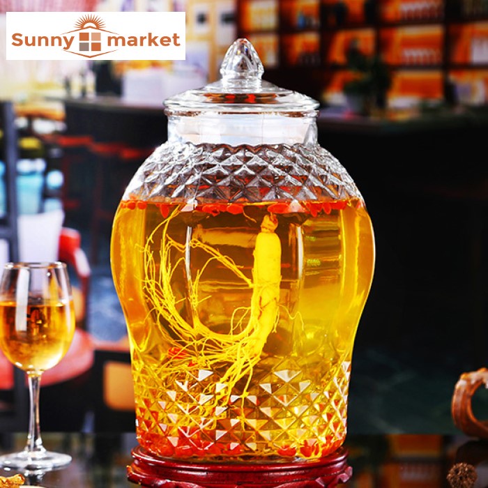 Bình ngâm rươu sâm thủy tinh kim cương 8833 dung tích 5,5 lít không van