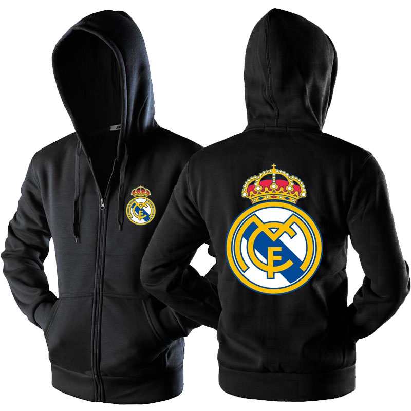Áo Khoác Hoodie Phối Khóa Kéo Cho Người Lớn Real Madrid