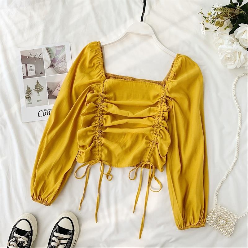 [Mã FAMARAL1 giảm 10K đơn 50K] Áo kiểu nữ, áo nữ dây rút cổ vuông nhiều màu đủ size S M L New Brand SKUA-35